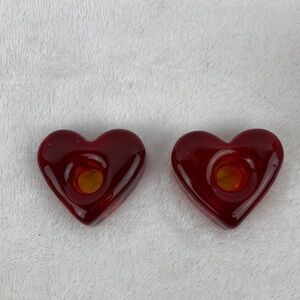 Current Petite Red SweetHeart Shaped Glass Candle Holders 2”
